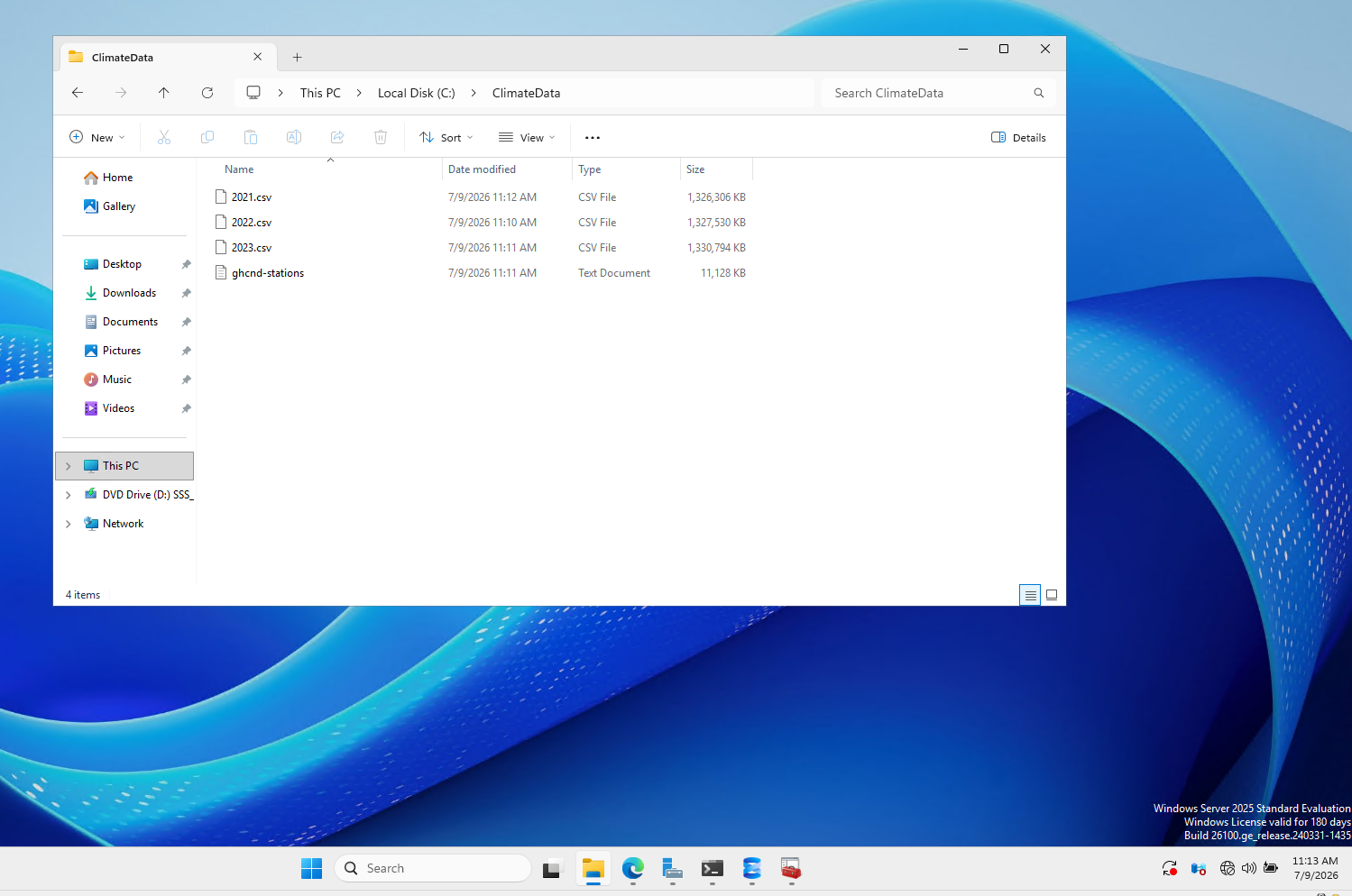 Data files copied to VM
