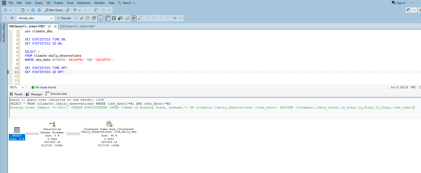 Query 2 execution plan after indexing
