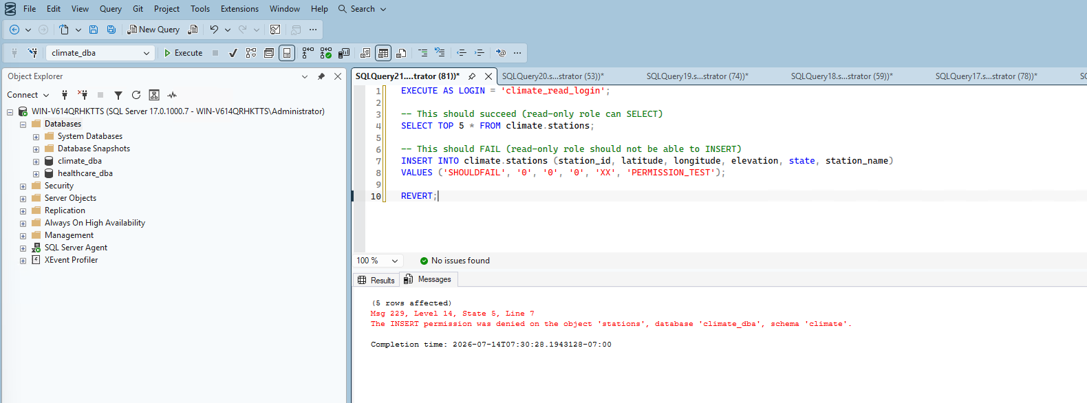 Read-only permission test denied