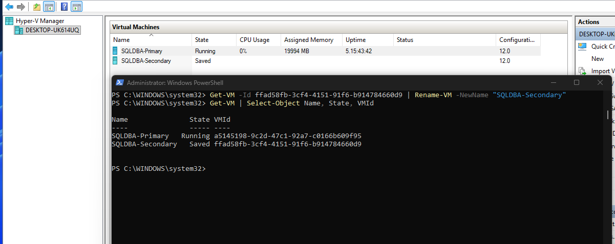 Secondary VM cloned from Primary