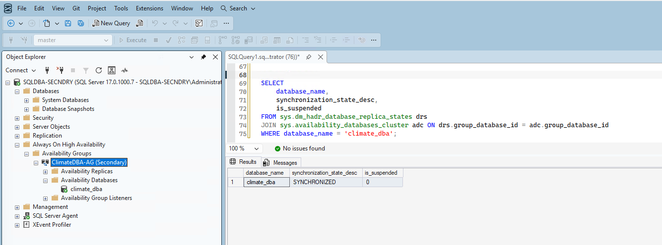 Database synchronized verified